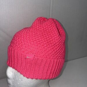Nike Peak Waffle Knit Beanie Adult Unisex Hot Pink Hi Vis Running Toboggan Hat